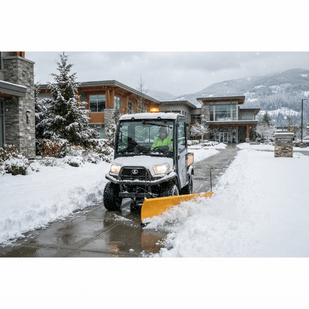 Heavy equipment in the Same Day Contracting commercial snow-clearing fleet