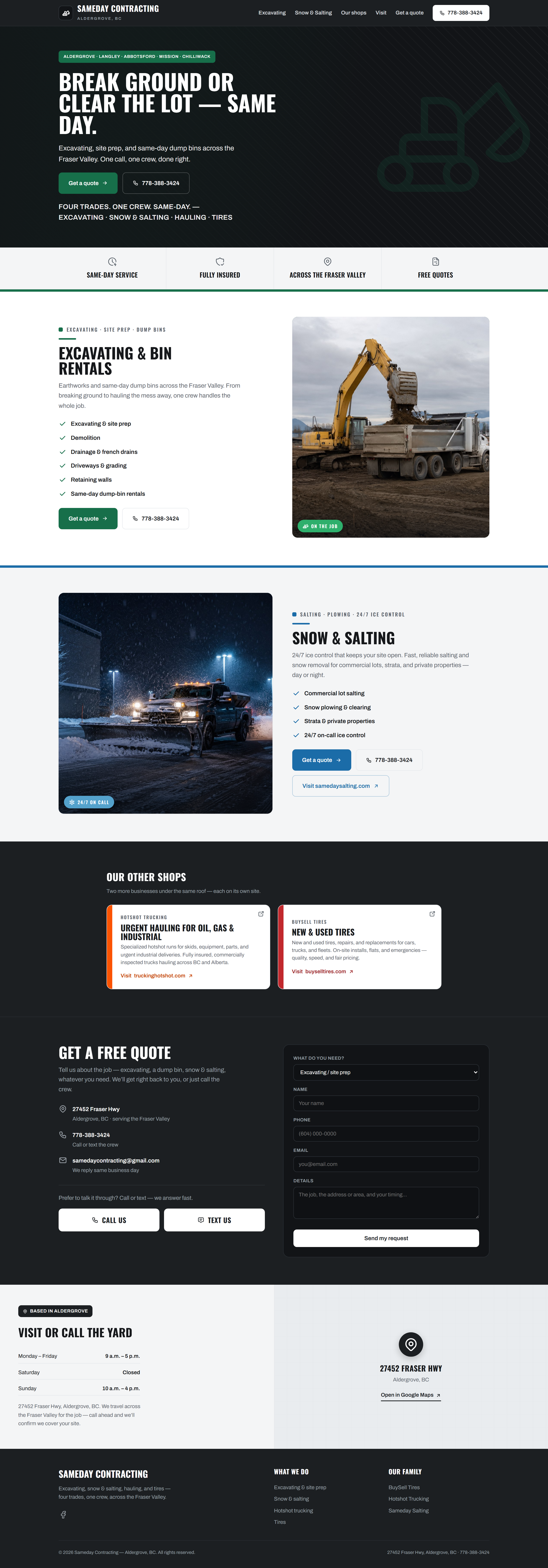 Business website homepage example
